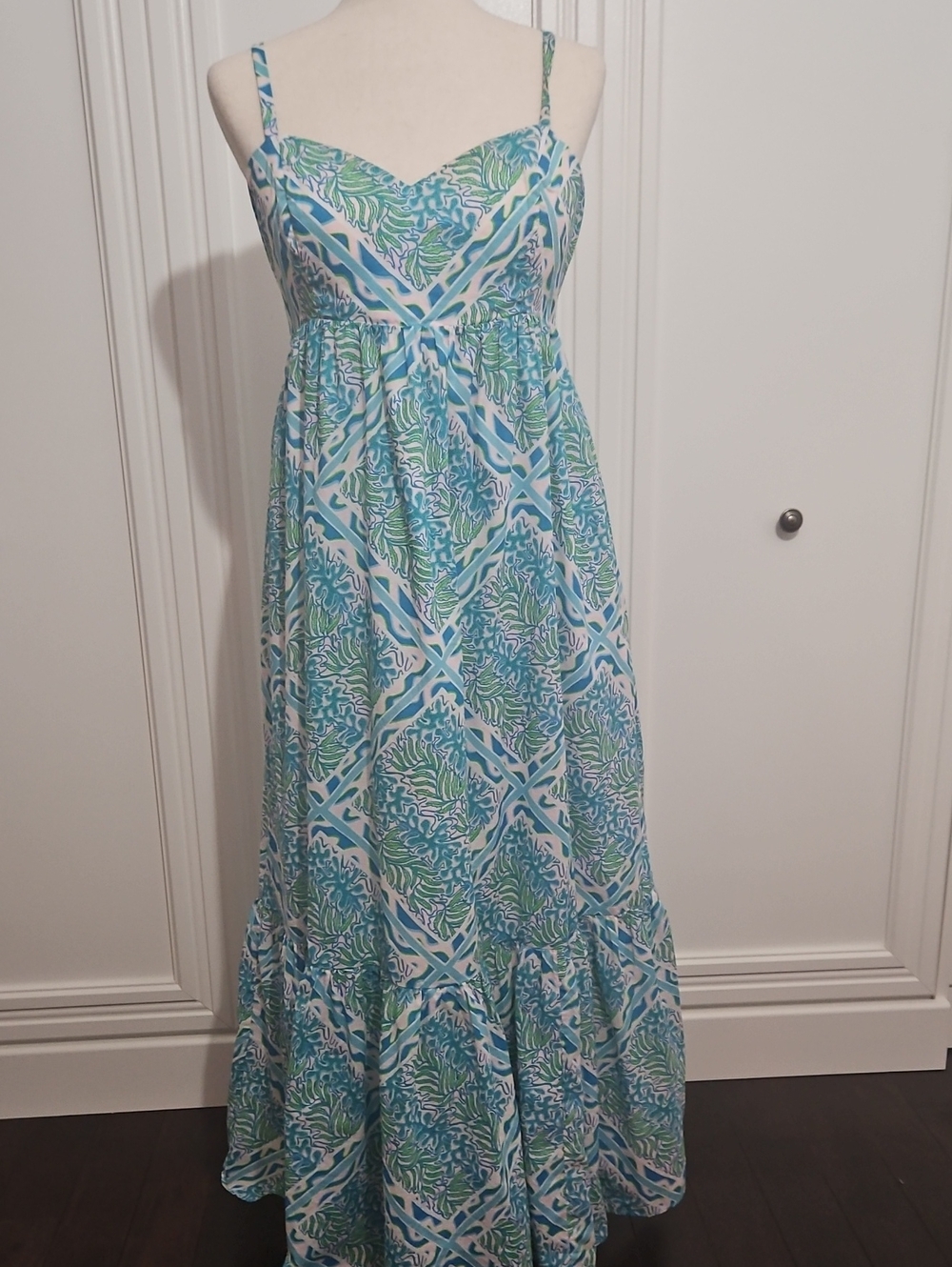 Lilly Pulitzer Blue & Green Printed Maxi Dress - Spaghetti Straps